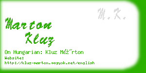 marton kluz business card